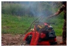 Incineración de estupefacientes a cargo de Juzgado Penal de Garantías de Salto del Guairá￼