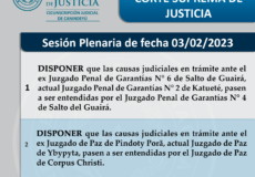 Comunicado de interés público relativo al trámite de los expedientes judiciales en los Juzgados con traslados dispuestos en la Circunscripción Judicial de Canindeyú.